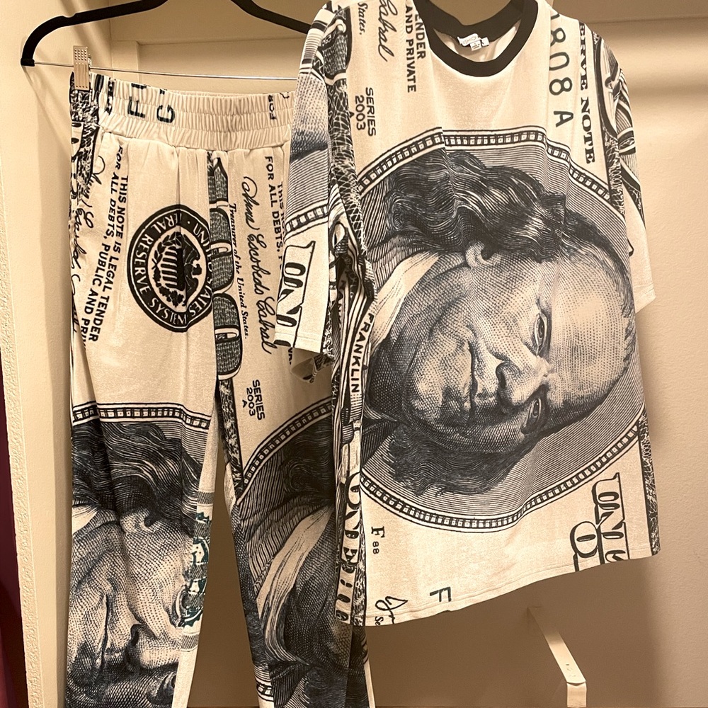 FashionNova Money Print Two Piece Velour Set